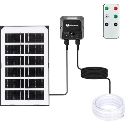 VoltShine 5M Solar Strip Light, czujnik i pudełko do przechowywania energii 50 W, 2700 K, idealne do efektywnego i zrównoważonego oświetlania przestrzeni zewnętrznej. VoltShine 5M Solar Strip Light, czujnik i pudełko do przechowywania energii 50 W, 2700 K, idealne do efektywnego i zrównoważonego oświetlania przestrzeni zewnętrznej.