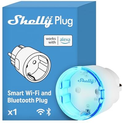 Shelly AZ Plug Biały, Inteligentna Wtyczka z Pomiarem Energii, Gniazdko Zdalnego Sterowania, Max 2500W (12A), Wskaźniki LED,Automatyka domowa, Bluetooth i Wi-Fi, Alexa i Google Home, iOS, Android Shelly AZ Plug Biały, Inteligentna Wtyczka z Pomiarem Energii, Gniazdko Zdalnego Sterowania, Max 2500W (12A), Wskaźniki LED,Automatyka domowa, Bluetooth i Wi-Fi, Alexa i Google Home, iOS, Android