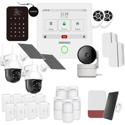 Daewoo Zestaw alarmowy WiFi/GSM Touch 4,3 cala AM505 system bezprzewodowy i bez subskrypcji, kompatybilny ze zwierzętami, czujniki w zestawie + kamera monitorująca Full HD, aplikacja mobilna w Daewoo Zestaw alarmowy WiFi/GSM Touch 4,3 cala AM505 system bezprzewodowy i bez subskrypcji, kompatybilny ze zwierzętami, czujniki w zestawie + kamera monitorująca Full HD, aplikacja mobilna w
