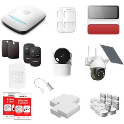 Daewoo Pakiet alarmowy WiFi & GSM PA558Z bezprzewodowy system bezpieczeństwa z klawiaturą, identyfikatorem RFID, solarnymi kamerami wewnętrznymi i zewnętrznymi, syrenka bez abonamentu Daewoo Pakiet alarmowy WiFi & GSM PA558Z bezprzewodowy system bezpieczeństwa z klawiaturą, identyfikatorem RFID, solarnymi kamerami wewnętrznymi i zewnętrznymi, syrenka bez abonamentu