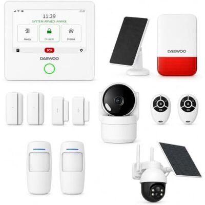Daewoo Zestaw alarmowy WiFi/GSM Touch 4,3 cala AM501 system bezprzewodowy i bez subskrypcji, kompatybilny ze zwierzętami, czujniki w zestawie + kamera monitorująca Full HD, aplikacja mobilna w Daewoo Zestaw alarmowy WiFi/GSM Touch 4,3 cala AM501 system bezprzewodowy i bez subskrypcji, kompatybilny ze zwierzętami, czujniki w zestawie + kamera monitorująca Full HD, aplikacja mobilna w