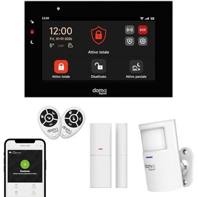 Beghelli Zestaw alarmowy Dom-e, bezprzewodowy system antywłamaniowy WIFI/GSM 4G LoRa, bezprzewodowy, kompatybilny z Alexa i Google Home, instalacja bez okablowania, przycisk SOS Beghelli Zestaw alarmowy Dom-e, bezprzewodowy system antywłamaniowy WIFI/GSM 4G LoRa, bezprzewodowy, kompatybilny z Alexa i Google Home, instalacja bez okablowania, przycisk SOS