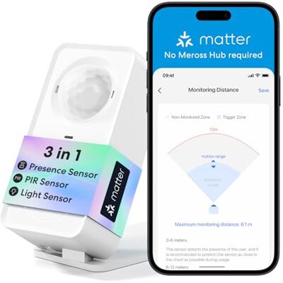 meross Motion Matter Sensor, inteligentny przewodowy czujnik ruchu Wi-Fi, do wnętrz z powiadomieniem APP dla bezpieczeństwa domu, kompatybilny z Apple HomeKit, Alexa, Google Home meross Motion Matter Sensor, inteligentny przewodowy czujnik ruchu Wi-Fi, do wnętrz z powiadomieniem APP dla bezpieczeństwa domu, kompatybilny z Apple HomeKit, Alexa, Google Home