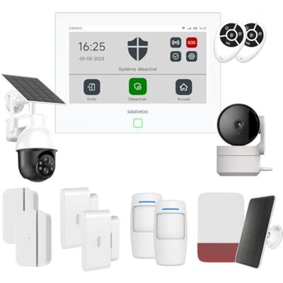 Daewoo AM501L 7-calowy Alarm WiFi/GSM Touch, system bezprzewodowy i bez subskrypcji, kompatybilny ze zwierzętami, czujniki w zestawie + kamera monitorująca Full HD, aplikacja mobilna w zestawie Daewoo AM501L 7-calowy Alarm WiFi/GSM Touch, system bezprzewodowy i bez subskrypcji, kompatybilny ze zwierzętami, czujniki w zestawie + kamera monitorująca Full HD, aplikacja mobilna w zestawie