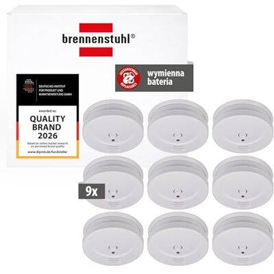 Brennenstuhl czujnik dymu SET, 9x RM C 9010 z wymienną baterią (przetestowany zgodnie z normą EN 14604, przenikliwy sygnał alarmowy) biały Brennenstuhl czujnik dymu SET, 9x RM C 9010 z wymienną baterią (przetestowany zgodnie z normą EN 14604, przenikliwy sygnał alarmowy) biały