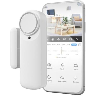 NIVIAN WiFi Smart Door Alarm, Magnetyczny czujnik drzwi, bezprzewodowy z aplikacją mobilną, powiadomienia w czasie rzeczywistym, przycisk ręczny, syrena 100dB NIVIAN WiFi Smart Door Alarm, Magnetyczny czujnik drzwi, bezprzewodowy z aplikacją mobilną, powiadomienia w czasie rzeczywistym, przycisk ręczny, syrena 100dB