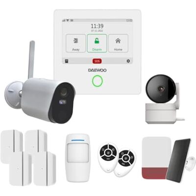 Daewoo Zestaw alarmowy WiFi/GSM Touch 4,3 cala AM506 system bezprzewodowy i bez subskrypcji, kompatybilny ze zwierzętami, czujniki w zestawie + kamera monitorująca Full HD, aplikacja mobilna w Daewoo Zestaw alarmowy WiFi/GSM Touch 4,3 cala AM506 system bezprzewodowy i bez subskrypcji, kompatybilny ze zwierzętami, czujniki w zestawie + kamera monitorująca Full HD, aplikacja mobilna w