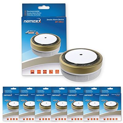 Nemaxx 7X M1-Mini czujnik dymu – czuły, fotoelektryczny czujnik dymu z baterią litową typ DC3V zgodnie z normą DIN EN14604 i VDs – złoty Nemaxx 7X M1-Mini czujnik dymu – czuły, fotoelektryczny czujnik dymu z baterią litową typ DC3V zgodnie z normą DIN EN14604 i VDs – złoty