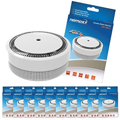 Nemaxx M1 Mini czujka dymu – wrażliwy, fotoelektryczny czujnik dymu z baterią litową typu DC3V zgodnie z normą DIN EN14604 i VDs – biały Nemaxx M1 Mini czujka dymu – wrażliwy, fotoelektryczny czujnik dymu z baterią litową typu DC3V zgodnie z normą DIN EN14604 i VDs – biały