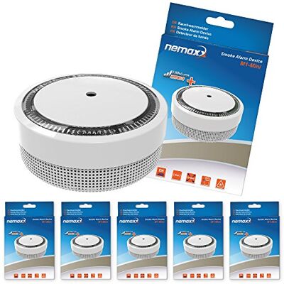 Nemaxx 5X M1-Mini czujnik dymu – czuły, fotoelektryczny czujnik dymu z baterią litową typ DC3V zgodnie z normą DIN EN14604 i VDs – biały Nemaxx 5X M1-Mini czujnik dymu – czuły, fotoelektryczny czujnik dymu z baterią litową typ DC3V zgodnie z normą DIN EN14604 i VDs – biały