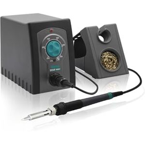 Quick 969A+ analogowa przemysłowa stacja lutownicza ręczna 70 W, temperatura robocza 200°-450°C, możliwość kalibracji, zestaw ze stojakiem i końcówką lutowniczą 0,5 mm do lutowania ołowiowego i Quick 969A+ analogowa przemysłowa stacja lutownicza ręczna 70 W, temperatura robocza 200°-450°C, możliwość kalibracji, zestaw ze stojakiem i końcówką lutowniczą 0,5 mm do lutowania ołowiowego i