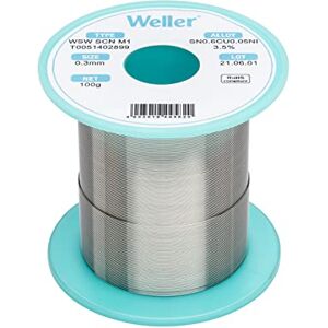 Weller WSW SCN M1 (T0051402899) bezołowiowy drut lutowniczy, Ø 0,3 mm, stop Sn99,3Cu0,6Ni0,05, zawartość strumienia 3,5%, 100 g Weller WSW SCN M1 (T0051402899) bezołowiowy drut lutowniczy, Ø 0,3 mm, stop Sn99,3Cu0,6Ni0,05, zawartość strumienia 3,5%, 100 g