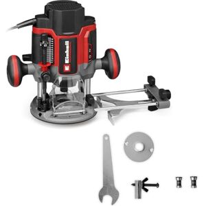 Einhell Profesjonalna frezarka TP-RO 1400 E (1400 W, wysokość soll 55 mm, szczypce zaciskowe Ø 6 i 8 mm, oświetlenie LED, w zestawie prowadnica równoległa, końcówka kompasu, tuleja kopiująca i Einhell Profesjonalna frezarka TP-RO 1400 E (1400 W, wysokość soll 55 mm, szczypce zaciskowe Ø 6 i 8 mm, oświetlenie LED, w zestawie prowadnica równoległa, końcówka kompasu, tuleja kopiująca i