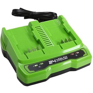 Greenworks Ładowarka 24V 4A z Podwójnym Gniazdem Ładowarka 24V do Narzędzi Ogrodowych i Elektronarzędzi, Ładuje Akumulator 4Ah w 40 Min, do Wszystkich Akumulatorów 24V, G24X2UC4 Greenworks Ładowarka 24V 4A z Podwójnym Gniazdem Ładowarka 24V do Narzędzi Ogrodowych i Elektronarzędzi, Ładuje Akumulator 4Ah w 40 Min, do Wszystkich Akumulatorów 24V, G24X2UC4