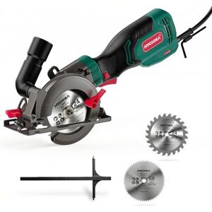 HYCHIKA BETTER TOOLS FOR BETTER LIFE Hychika ręczna piła tarczowa, 750 W, 3500U, z 6 tarczami (115 i 125 mm), prowadnica laserowa i szyna prowadząca, maks. głębokość cięcia 48 mm (90°)/32 mm (45°) HYCHIKA BETTER TOOLS FOR BETTER LIFE Hychika ręczna piła tarczowa, 750 W, 3500U, z 6 tarczami (115 i 125 mm), prowadnica laserowa i szyna prowadząca, maks. głębokość cięcia 48 mm (90°)/32 mm (45°)