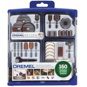 Dremel Zestaw akcesoriów do narzędzi obrotowych, 710-08-160 akcesoriów, technologia EZ Lock, trzpień 0,35 cm (1/8"), tarcza polerska i mieszanka, tarcza szlifierska i bęben, rzeźbienie, ostrzenie i Dremel Zestaw akcesoriów do narzędzi obrotowych, 710-08-160 akcesoriów, technologia EZ Lock, trzpień 0,35 cm (1/8"), tarcza polerska i mieszanka, tarcza szlifierska i bęben, rzeźbienie, ostrzenie i
