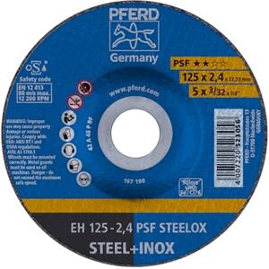 PFERD Tarcza tnąca, 10 sztuk, 125 x 2,4 x 22,23 mm, wygięta, PSF STEELOX 69198292 do stali i stali nierdzewnej (INOX) PFERD Tarcza tnąca, 10 sztuk, 125 x 2,4 x 22,23 mm, wygięta, PSF STEELOX 69198292 do stali i stali nierdzewnej (INOX)