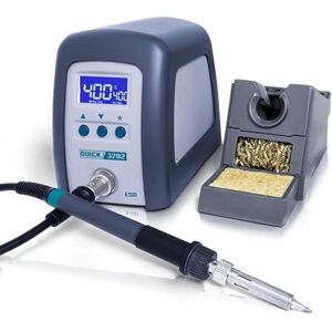 Quick Cyfrowa stacja lutownicza ESD 90 W z lutownicą z końcówką lutowniczą 1 mm i akcesoriami – kalibracja w zakresie 100°–550°C – ochrona ESD i funkcja automatycznego czuwania Quick Cyfrowa stacja lutownicza ESD 90 W z lutownicą z końcówką lutowniczą 1 mm i akcesoriami – kalibracja w zakresie 100°–550°C – ochrona ESD i funkcja automatycznego czuwania
