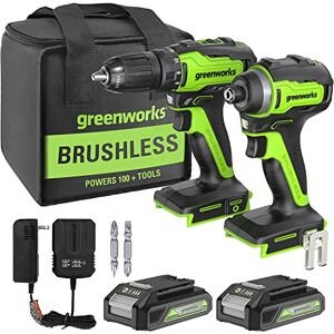 GREENWORKS - GD24DD35K2 - GD24ID200 - 2x24V 2Ah batts - Drill set GREENWORKS - GD24DD35K2 - GD24ID200 - 2x24V 2Ah batts - Drill set