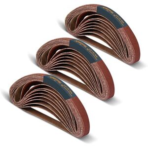 POWERTEC 40184-1 1/2 x 45 cm taśmy szlifierskie, 20 sztuk o ziarnistości 40/80/180, 60 szt., szlifierka taśmowa z tlenku glinu do szlifierki taśmowej, obróbki drewna, polerowania metalu POWERTEC 40184-1 1/2 x 45 cm taśmy szlifierskie, 20 sztuk o ziarnistości 40/80/180, 60 szt., szlifierka taśmowa z tlenku glinu do szlifierki taśmowej, obróbki drewna, polerowania metalu