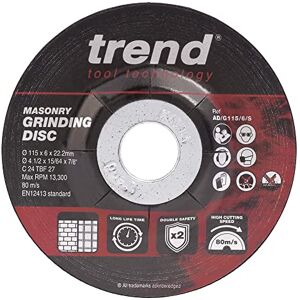 Trend Tarcza szlifierska do kamienia do szlifierki kątowej, średnica 115 m, cienka szczelina 6 mm, AD/G115/6/S, Opakowanie 10 szt. Trend Tarcza szlifierska do kamienia do szlifierki kątowej, średnica 115 m, cienka szczelina 6 mm, AD/G115/6/S, Opakowanie 10 szt.