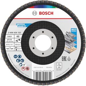 Bosch 15x Tarcza listkowa X451, G40, G60 (do Stal, Aluminiowy, Ø 115 mm, Ziarnistość 40, Professional Akcesoria Mała szlifierka kątowa) Bosch 15x Tarcza listkowa X451, G40, G60 (do Stal, Aluminiowy, Ø 115 mm, Ziarnistość 40, Professional Akcesoria Mała szlifierka kątowa)