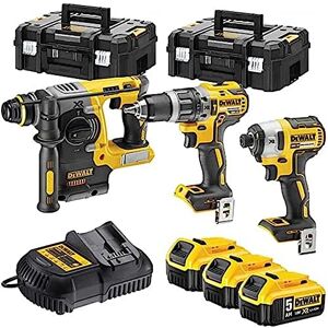 DeWalt Zestaw 3 narzędzi XR 18 V bezszczotkowa wiertarka kompaktowa wkrętarka, wkrętarka udarowa, dziurkacz SDS-Plus, XR 18 V 5 Ah Li-Ion, 3 baterie, 2 zestawy TSTAK DCK368P3T-QW DeWalt Zestaw 3 narzędzi XR 18 V bezszczotkowa wiertarka kompaktowa wkrętarka, wkrętarka udarowa, dziurkacz SDS-Plus, XR 18 V 5 Ah Li-Ion, 3 baterie, 2 zestawy TSTAK DCK368P3T-QW
