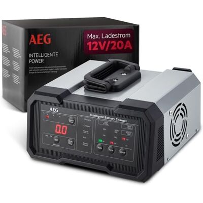 AEG Ładowarka do akumulatorów CW20 ładuje wszystkie baterie 6 V i 12 V, kompleksowa ochrona bezpiecznika, ze wskaźnikiem stanu naładowania w procentach AEG Ładowarka do akumulatorów CW20 ładuje wszystkie baterie 6 V i 12 V, kompleksowa ochrona bezpiecznika, ze wskaźnikiem stanu naładowania w procentach