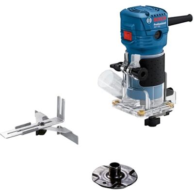 Bosch Palm Router GLF 55-6 (silnik obrotowy 550 W, 33 000 obr./min, w zestawie 2 x klucz, 1 x zbieracz, prowadnica równoległa, rolka podtynkowa) Bosch Palm Router GLF 55-6 (silnik obrotowy 550 W, 33 000 obr./min, w zestawie 2 x klucz, 1 x zbieracz, prowadnica równoległa, rolka podtynkowa)
