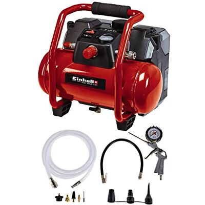 Einhell Sprężarka akumulatorowa TE-AC 36/6/8 Li OF Set Power X-Change (36 V, maks. 8 bar, 6 l zbiornik, moc ssania 130 l/min, prędkość obrotowa silnika 16000 min^-1, bezolejowa, bez akumulatora) Einhell Sprężarka akumulatorowa TE-AC 36/6/8 Li OF Set Power X-Change (36 V, maks. 8 bar, 6 l zbiornik, moc ssania 130 l/min, prędkość obrotowa silnika 16000 min^-1, bezolejowa, bez akumulatora)