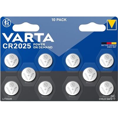 Varta Baterie Guzikowe CR2025, opakowanie 10 szt., Power on Demand, Lithium, 3V, opakowanie zabezpieczone przed dziećmi, do urządzeń Smart Home, kluczyków samochodowych Varta Baterie Guzikowe CR2025, opakowanie 10 szt., Power on Demand, Lithium, 3V, opakowanie zabezpieczone przed dziećmi, do urządzeń Smart Home, kluczyków samochodowych