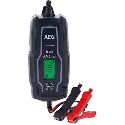 AEG 005187 Ładowarka samochodowa 6V 12V, 4A, 4 do 120 Ah, inteligentna kontrola i utrzymywanie ładowania, czarna AEG 005187 Ładowarka samochodowa 6V 12V, 4A, 4 do 120 Ah, inteligentna kontrola i utrzymywanie ładowania, czarna