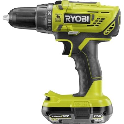 RYOBI Wiertarko-Wkrętarka Udarowa 18V, R18PD32-1C20G, Moment Obrotowy 50 Nm, 2 Biegi 0-500/0-1800 obr/min, Udary 23400/min, Bezkluczykowy Uchwyt Wiertarski 13 mm, Zawiera Akumulator 2.0 Ah i Ładowarkę RYOBI Wiertarko-Wkrętarka Udarowa 18V, R18PD32-1C20G, Moment Obrotowy 50 Nm, 2 Biegi 0-500/0-1800 obr/min, Udary 23400/min, Bezkluczykowy Uchwyt Wiertarski 13 mm, Zawiera Akumulator 2.0 Ah i Ładowarkę