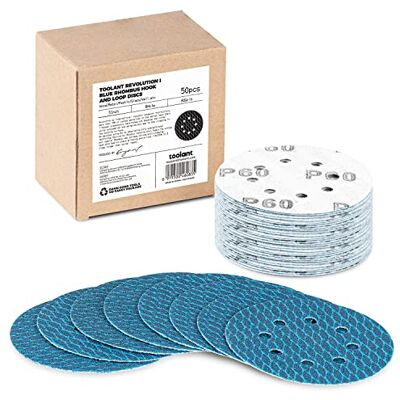 toolant Tarcza szlifierska w kształcie diamentu, 13 cm, ziarnistość 60, rewolucyjny patent, 8-otworowe tarcze szlifierskie na rzep do szlifierek losowych i szlifierek mimośrodowych, 50 sztuk toolant Tarcza szlifierska w kształcie diamentu, 13 cm, ziarnistość 60, rewolucyjny patent, 8-otworowe tarcze szlifierskie na rzep do szlifierek losowych i szlifierek mimośrodowych, 50 sztuk
