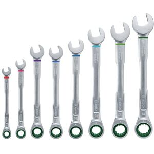 Bosch Home And Garden: 8-częściowy zestaw kluczy płasko-oczkowych z grzechotką (rozmiar: 8, 10, 12, 13, 14, 15, 17, 19) Bosch Home And Garden: 8-częściowy zestaw kluczy płasko-oczkowych z grzechotką (rozmiar: 8, 10, 12, 13, 14, 15, 17, 19)