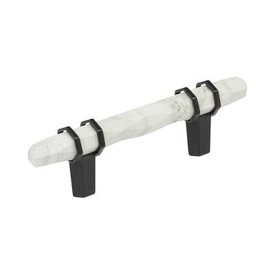 Amerock Carrione 3 inch (76mm) Center-to-Center Marble White/Black Bronze Cabinet Pull, BP36639MWBBR Amerock Carrione 3 inch (76mm) Center-to-Center Marble White/Black Bronze Cabinet Pull, BP36639MWBBR