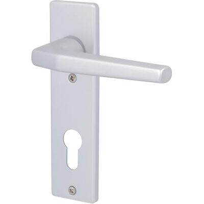 Alpertec 40040520K1 aluminiowe okucie drzwi Florence krótki szyld srebrny anodowany do drzwi wejściowych mieszkania PZ 72 mm klamka, obustronny Alpertec 40040520K1 aluminiowe okucie drzwi Florence krótki szyld srebrny anodowany do drzwi wejściowych mieszkania PZ 72 mm klamka, obustronny