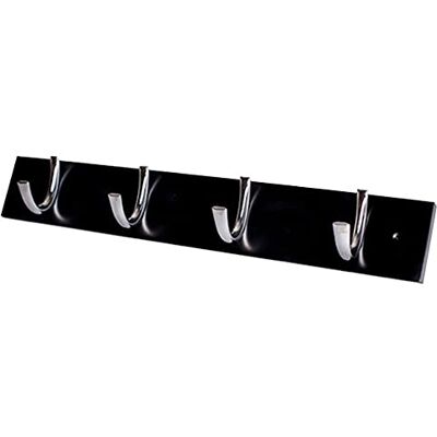 Merriway Bulk Hardware BH04670 mały, pojedynczy, rowkowany hak na czarnej szynie z błyszczącym chromowanym wykończeniem Merriway Bulk Hardware BH04670 mały, pojedynczy, rowkowany hak na czarnej szynie z błyszczącym chromowanym wykończeniem