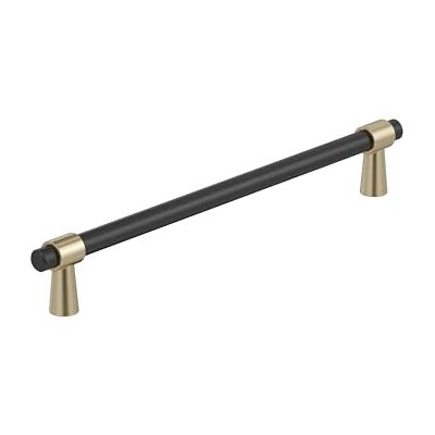 Amerock Mergence 7-9/16 inch (192mm) Center-to-Center Matte Black/Golden Champagne Cabinet Pull, BP36980FBBBZ Amerock Mergence 7-9/16 inch (192mm) Center-to-Center Matte Black/Golden Champagne Cabinet Pull, BP36980FBBBZ