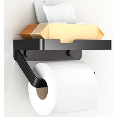 Euqvunn Wieszak na Papier Toaletowy z Półką, Wieszak na Papier Toaletowy z Aluminium, Montaż na Ścianie & Samoprzylepny & Wkręty, Akcesoria Łazienkowe i Kuchenne, Czarny Matowy Euqvunn Wieszak na Papier Toaletowy z Półką, Wieszak na Papier Toaletowy z Aluminium, Montaż na Ścianie & Samoprzylepny & Wkręty, Akcesoria Łazienkowe i Kuchenne, Czarny Matowy