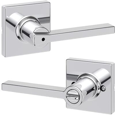 Kwikset Casey Klamka do drzwi do sypialni/łazienki z polerowanym chromem Kwikset Casey Klamka do drzwi do sypialni/łazienki z polerowanym chromem