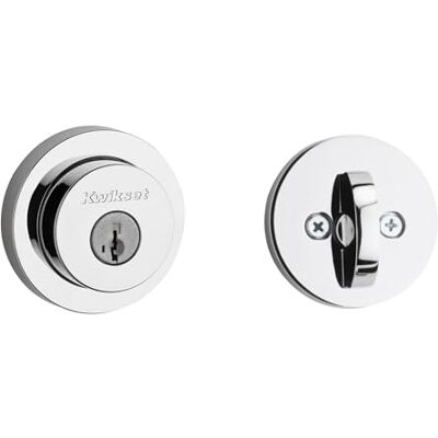 Kwikset 158 Milan zamek zasuwowy, polerowany chromowany okrągły zewnętrzny klucz przednie drzwi wejściowe, odporne na wyrywanie SmartKey Rekey Security, jednocylindrowa zasuwa, z ochroną przed Kwikset 158 Milan zamek zasuwowy, polerowany chromowany okrągły zewnętrzny klucz przednie drzwi wejściowe, odporne na wyrywanie SmartKey Rekey Security, jednocylindrowa zasuwa, z ochroną przed