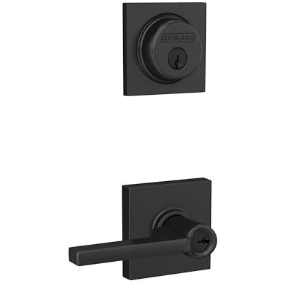 SCHLAGE FB55N G LAT 622 COL jednocylindrowa zasuwa i kluczowa dźwignia szerokości geograficznej z wykończeniem Collins, matowa czerń SCHLAGE FB55N G LAT 622 COL jednocylindrowa zasuwa i kluczowa dźwignia szerokości geograficznej z wykończeniem Collins, matowa czerń