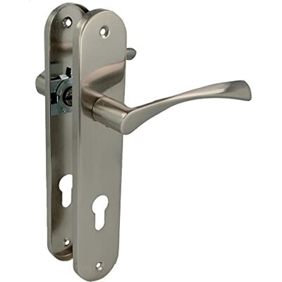 Amig Zestaw klamek do drzwi ze stalową płytką Mod. ISHI PB85-240 x 45 mm Kwadratowy 8 mm Prosty, elegancki wygląd Ze szczotkowanym aluminiowym końcówką Amig Zestaw klamek do drzwi ze stalową płytką Mod. ISHI PB85-240 x 45 mm Kwadratowy 8 mm Prosty, elegancki wygląd Ze szczotkowanym aluminiowym końcówką