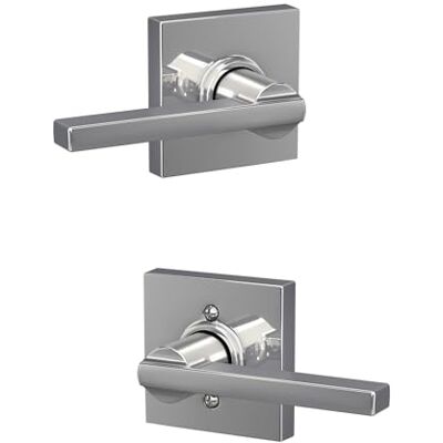 SCHLAGE F10 LAT 625 COL Klamka z wykończeniem Collins Zamek do drzwi przejściowych w korytarzu i szafy, jasny chrom SCHLAGE F10 LAT 625 COL Klamka z wykończeniem Collins Zamek do drzwi przejściowych w korytarzu i szafy, jasny chrom