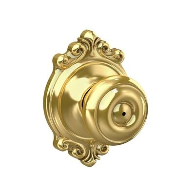 SCHLAGE F40 GEO 605 BRK Brookshire Collection Georgian Privacy Knob, Bright Brass SCHLAGE F40 GEO 605 BRK Brookshire Collection Georgian Privacy Knob, Bright Brass