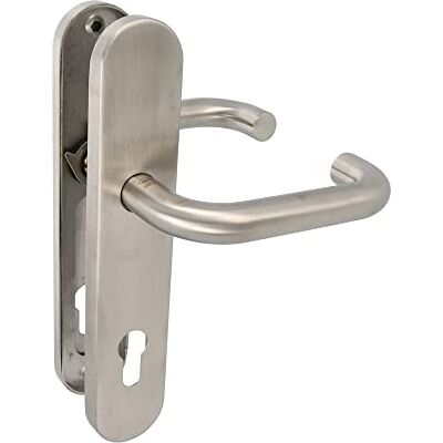 Amig Zestaw klamek z płytą drzwiową Mod. 3PXB85 139 x Ø19 mm 8 mm kwadrat Elegancki i prosty design Stal nierdzewna 18/8 srebrny matowy Amig Zestaw klamek z płytą drzwiową Mod. 3PXB85 139 x Ø19 mm 8 mm kwadrat Elegancki i prosty design Stal nierdzewna 18/8 srebrny matowy