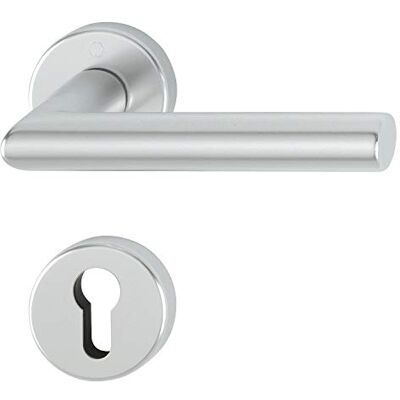 HOPPE 3286542 komplet klamek Amsterdam z rozetami PZ (cylinder profilowy), srebrny anodowany HOPPE 3286542 komplet klamek Amsterdam z rozetami PZ (cylinder profilowy), srebrny anodowany