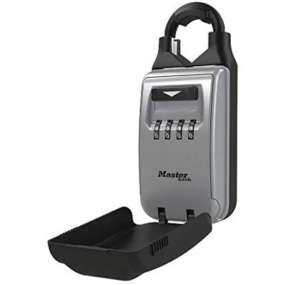 Master Lock 5420EC Ustaw własną kombinację, przenośna skrzynka na zamek z regulowaną szeklą, czarna, pojemność 6 kluczy Master Lock 5420EC Ustaw własną kombinację, przenośna skrzynka na zamek z regulowaną szeklą, czarna, pojemność 6 kluczy