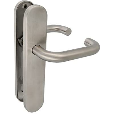 Amig Zestaw klamek z płytą drzwiową Mod. 3PX 139 x Ø19 mm 8 mm kwadrat Elegancki i prosty design Stal nierdzewna 18/8 srebrny matowy Amig Zestaw klamek z płytą drzwiową Mod. 3PX 139 x Ø19 mm 8 mm kwadrat Elegancki i prosty design Stal nierdzewna 18/8 srebrny matowy